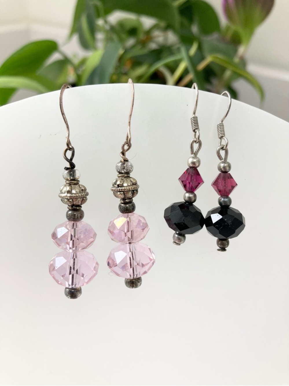 Vintage beaded, pierced, dangle earrings